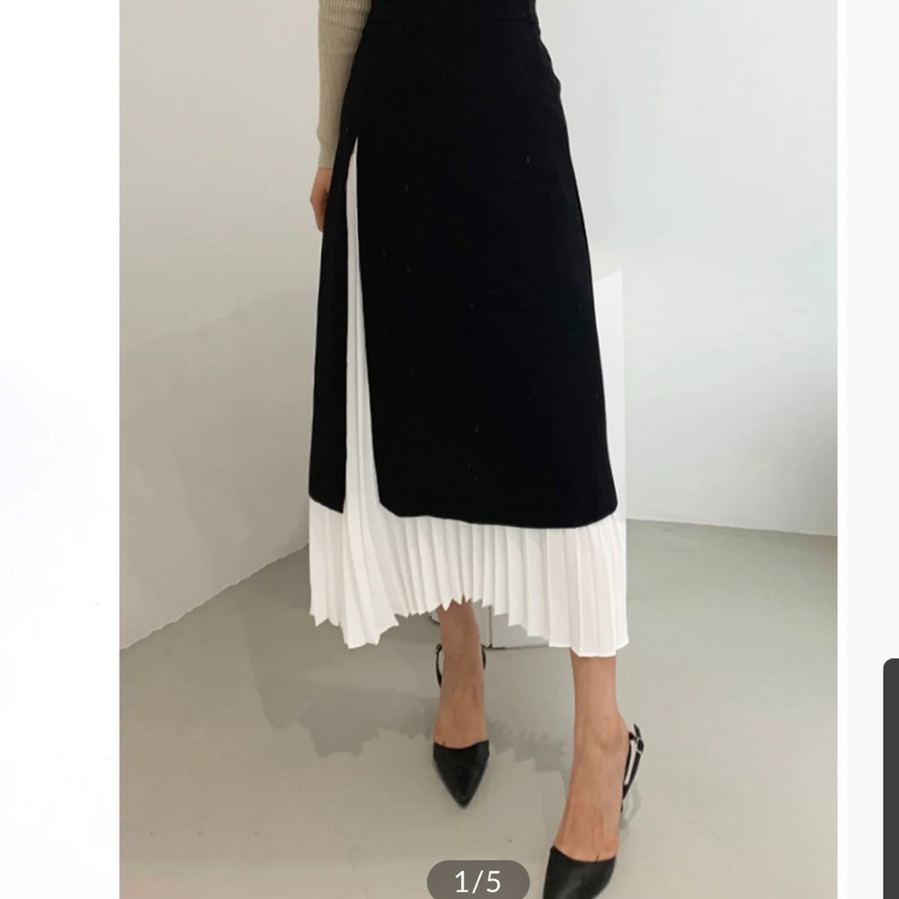 Commense Black and White A-Line Skirt
